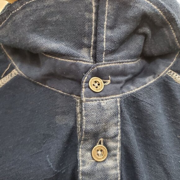 Buckle Black Label Men's Navy Semi Sheer Burnout Slim Fit Tissue Polo Top M - Picture 4 of 8